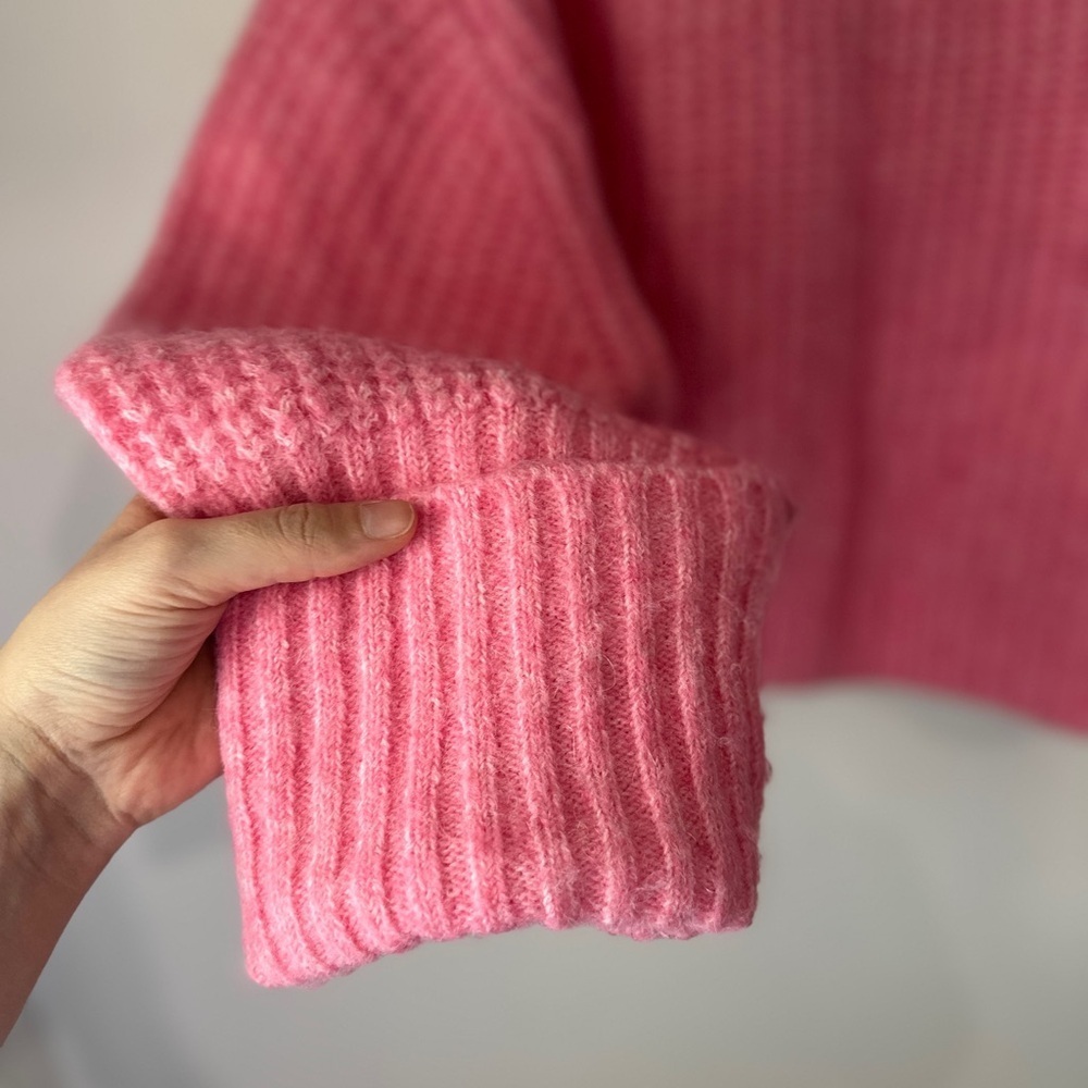 Zara Pink Crew Neck Sweater crop size large pre owned - Picture 5 of 10